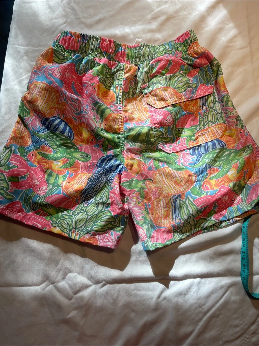 J. Bailey Kids Pink Tropical Fish Swim Trunks with Elastic Waist